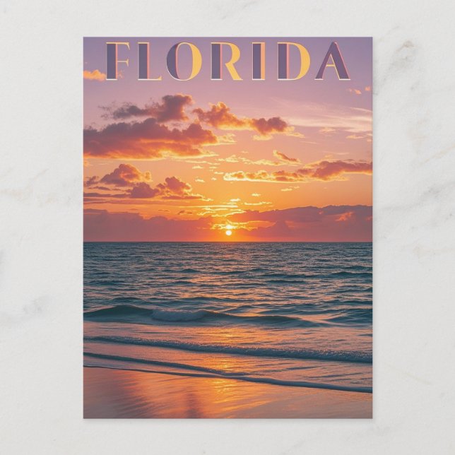 Carte Postale Retro Florida Beach Sunset : Rêves côtiers & Vinta (Devant)