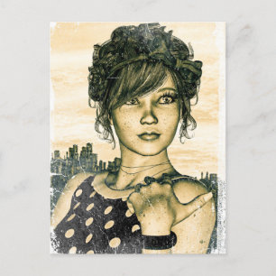 Carte Postale Retro Girl