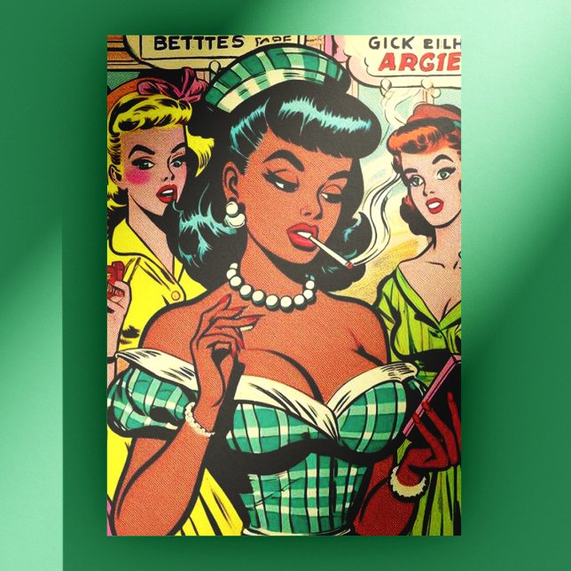 Carte Postale Retro Girls Comics (Créateur téléchargé)