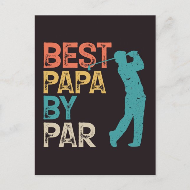 Carte Postale Retro Golfer - Best Papa By Par (Devant)