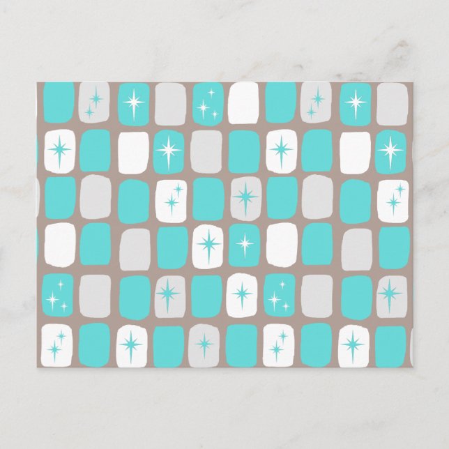 Carte postale Retro Green Diamonds & Starburts (Devant)