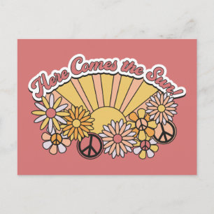 Carte Postale Rétro Groovy   Voici le Soleil Graphique Vintage