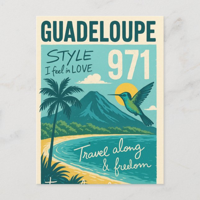 Carte Postale Rétro Guadeloupe, Plage de Rêve (Devant)