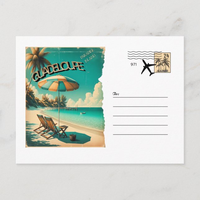 Carte Postale Rétro Guadeloupe Plage Exotique (Devant)
