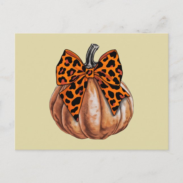 Carte Postale Retro Halloween Coquette Bow Citrouille Éffrayant  (Devant)
