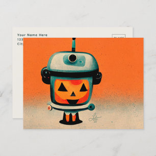 Carte Postale Retro Halloween Robot 002 ・ Cute Custom Kids Art