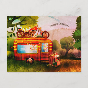 Carte Postale Retro Happy Campers Trailer Trash personnalisable