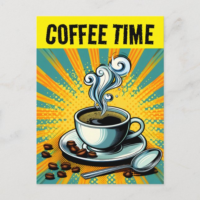 CARTE POSTALE RETRO HEURE CAFÉ (Devant)