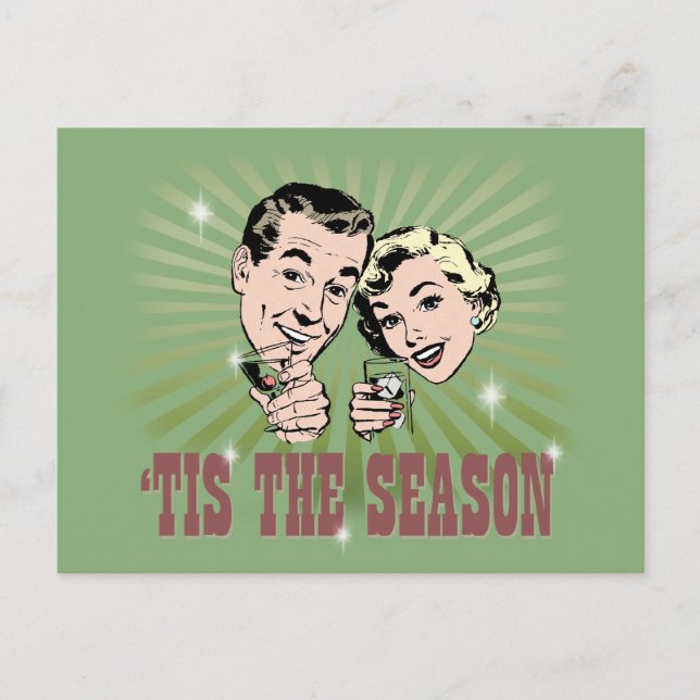 Carte Postale Retro Homme et Femme "Tis the Season" (Devant)