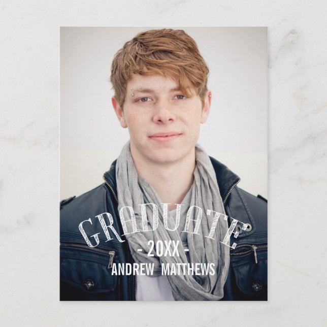 Carte Postale Retro Homme | Invitation de la fête de graduation (Devant)