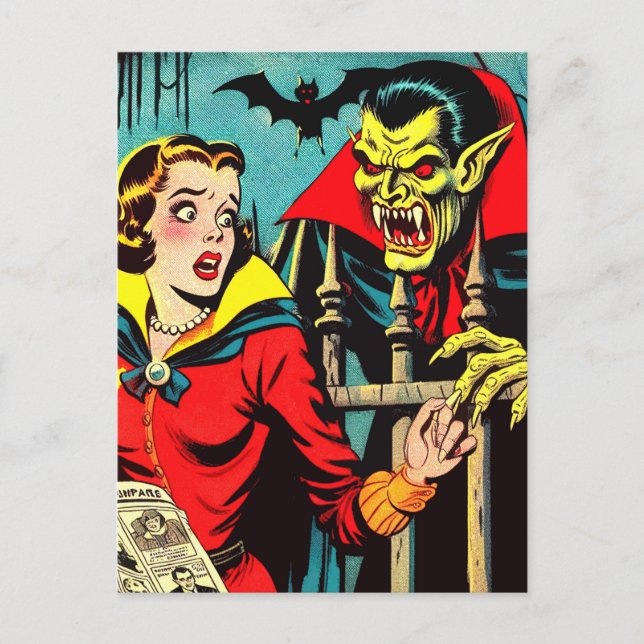 Carte Postale Retro Horror Vampire Comics (Devant)