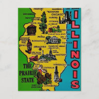 Carte postale rétro Illinois Vintage Decal