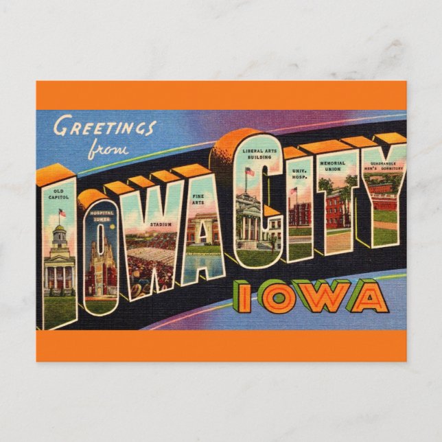 Carte Postale Rétro Iowa City  (Devant)