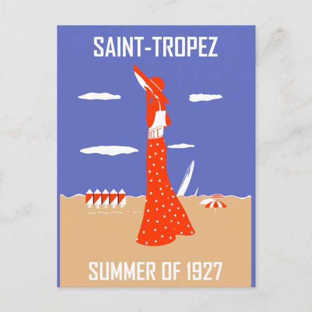 Carte Postale Retro jazz Saint Tropez Summer beach mode (Devant)