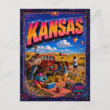 Carte postale rétro Kansas des années 80