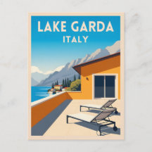 Retro Lac de Garde Vintage voyage Italie Paysage