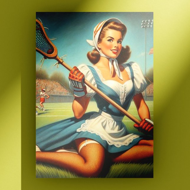 Carte Postale Retro Lacrosse Girl (Créateur téléchargé)
