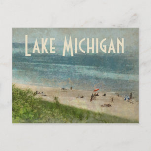 Carte postale Retro Lake Michigan Shoreline Beach
