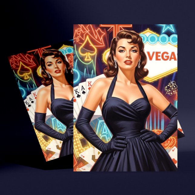 Carte Postale Rétro Las Vegas Pin-up (Créateur téléchargé)