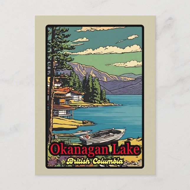 Carte Postale Rétro le paysage du lac Okanagan bande dessinée vi (Devant)