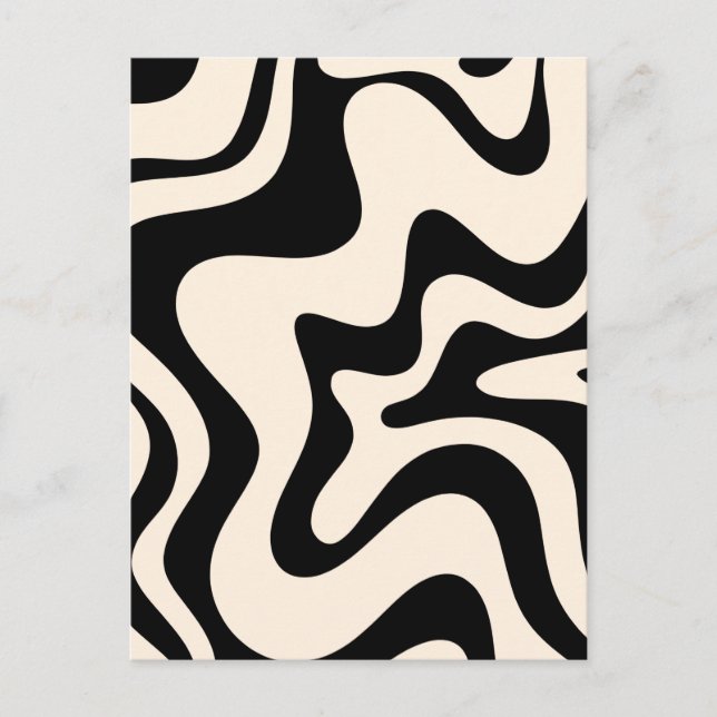 Carte Postale Retro Liquid Swirl Moderne Abstrait Motif Noir (Devant)