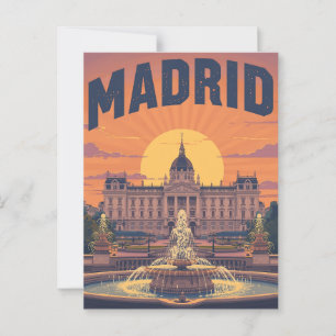 Carte Postale Retro Madrid Travel