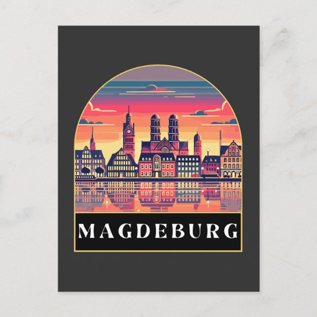 Carte Postale Retro Magdeburg Skyline (Devant)