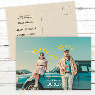 Carte Postale Retro mariage photo enregistrer la date