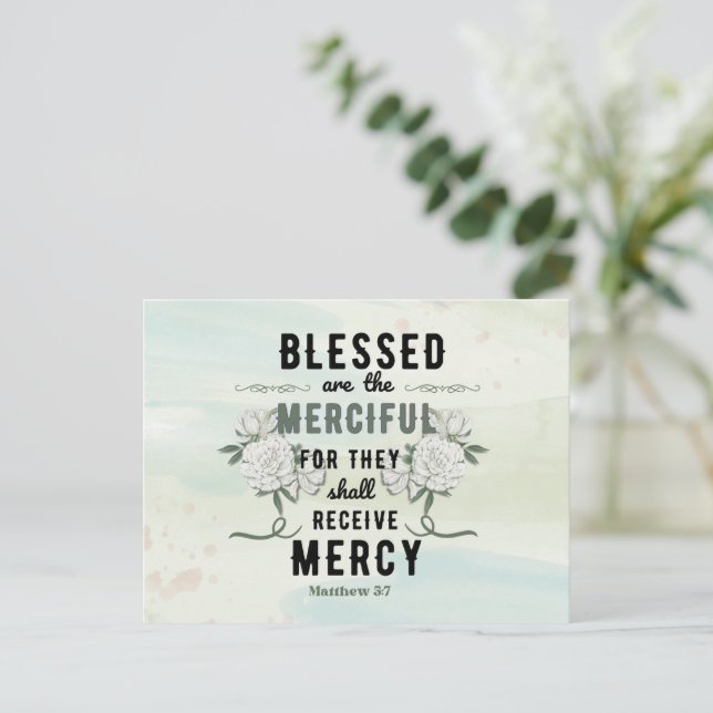 Carte postale Retro Matthew 5:7 Bible Verse (Debout devant)