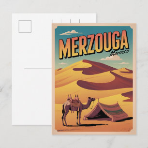 Carte Postale Retro Merzouga sahara randonnée à dos de chameau m