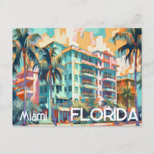 Carte postale Retro Miami Florida South Beach
