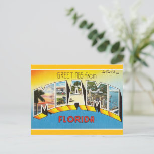 Carte Postale Rétro Miami Floride.