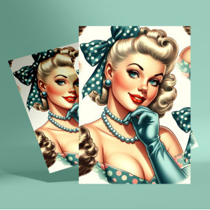 Carte Postale Rétro Mignon Pin-Up Classique