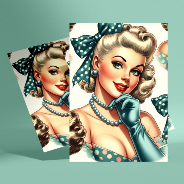 Carte Postale Rétro Mignon Pin-Up Classique (Créateur téléchargé)