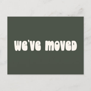 Carte Postale Rétro Minimaliste Vert Nous Avons Déménagé Nouvell