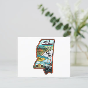 Carte Postale Retro Mississippi Biloxi Laurel MS State Souvenir