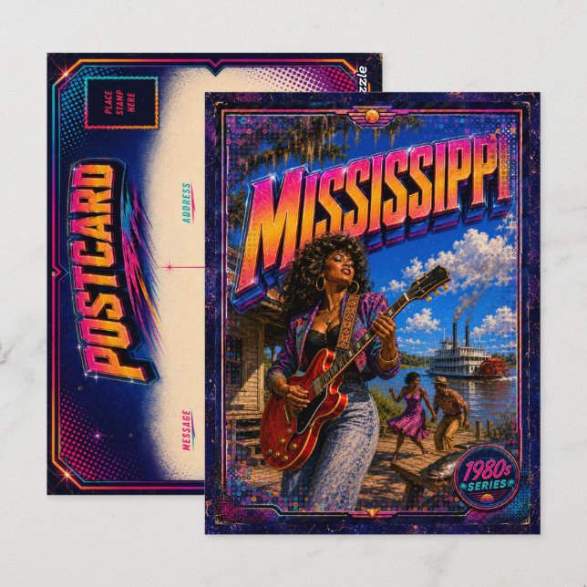 Carte postale rétro Mississippi des années 80 (Devant / Derrière)