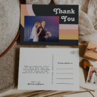 Retro moderne Rainbow Dark Photo Mariage Merci