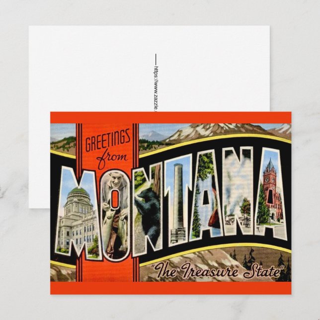 Carte postale rétro Montana (Devant / Derrière)