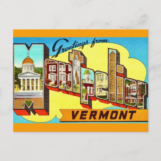 Carte Postale Rétro Montpelier Vermont  (Devant)