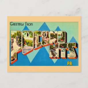 Carte postale rétro Monts Pocono 