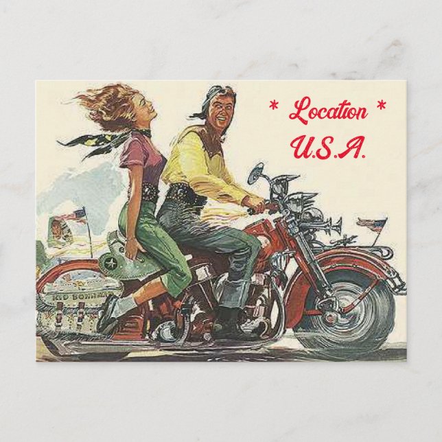 Carte Postale Retro Motorcycle Ride, Style Vintage Personnalisé (Devant)