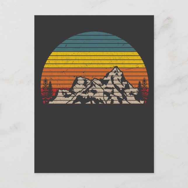 Carte Postale Retro Mountain Sunset Randonnée extérieure et Camp (Devant)