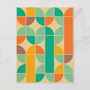 Carte Postale Retro multi couleur tendance 70's motif funky fun
