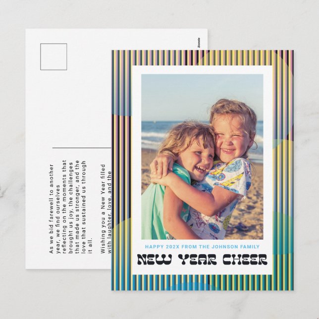 Carte postale Retro New Year Cheval Photo (Devant / Derrière)