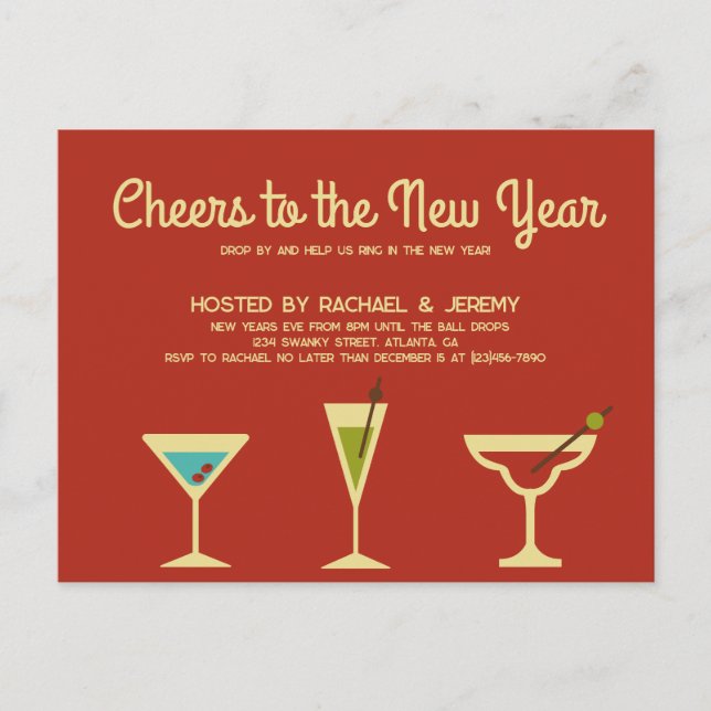 Carte postale Retro New Years Eve Party Invitation (Devant)