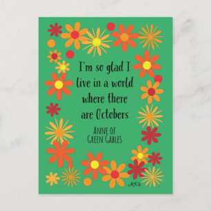 Carte Postale Retro Octobre Anne of Green Gables Fall Floral