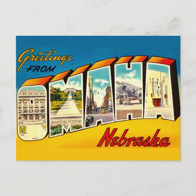 Carte postale rétro Omaha Nebraska (Devant)