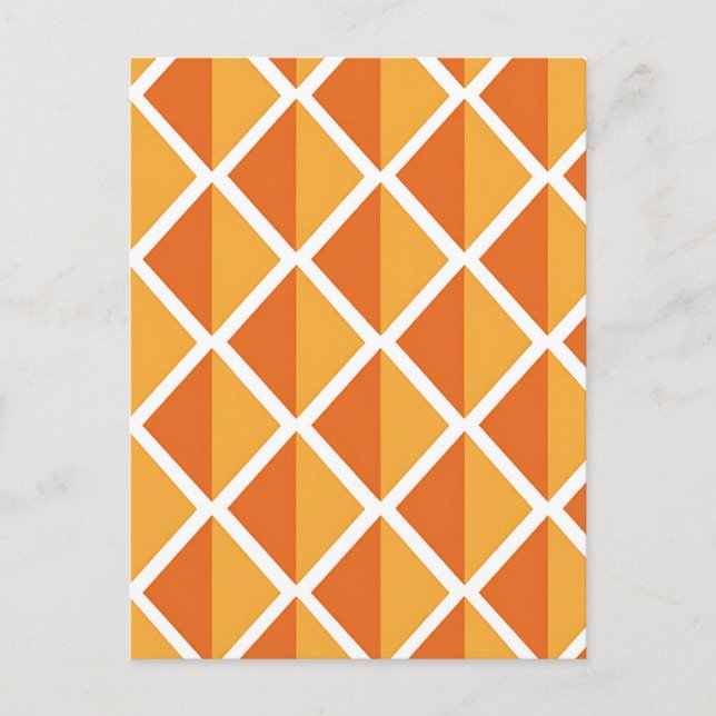 Carte Postale Retro Orange Diamond Harlequin Pattern (Devant)