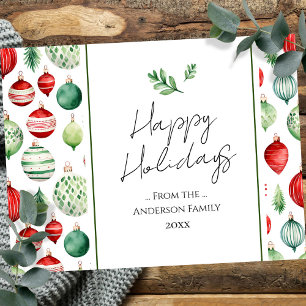 Carte Postale Retro Ornement Famille voeux de Noël